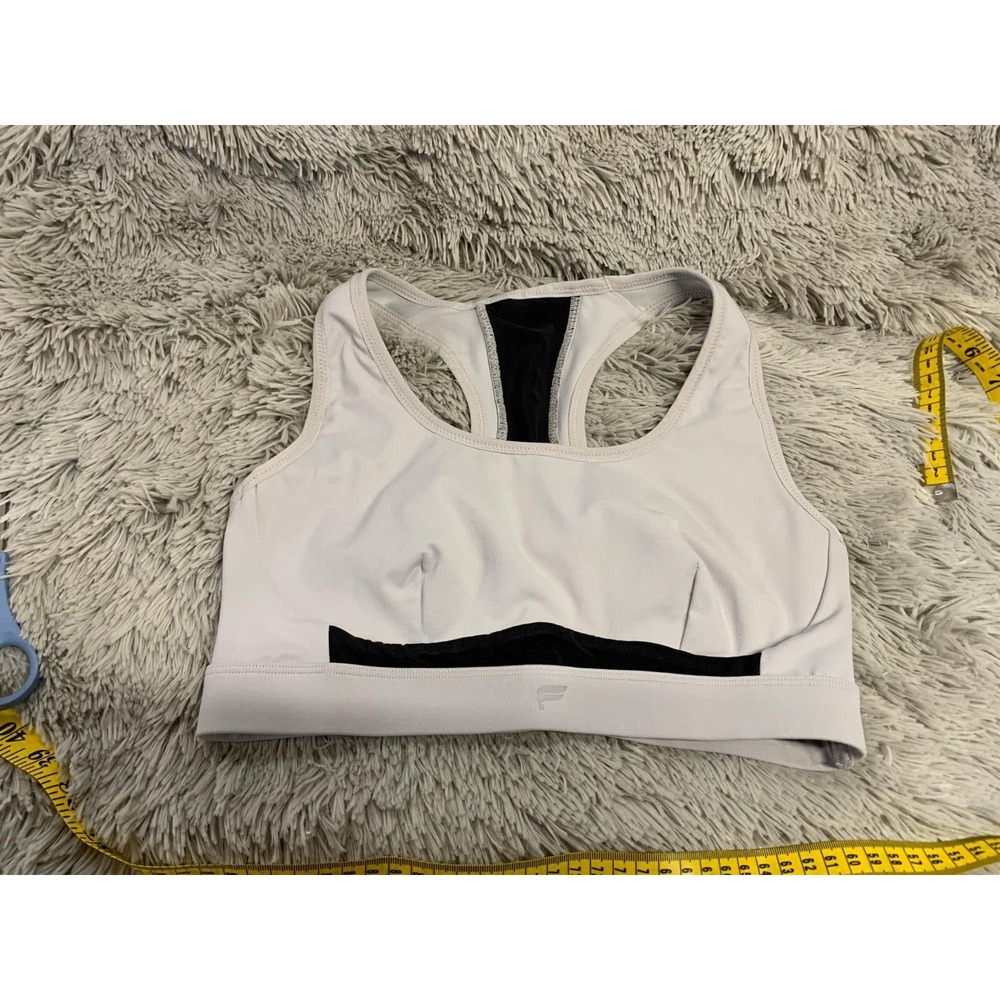 Fabletics White Black Mesh Racerback‎ Sports Bra Workout Fitness Athletic